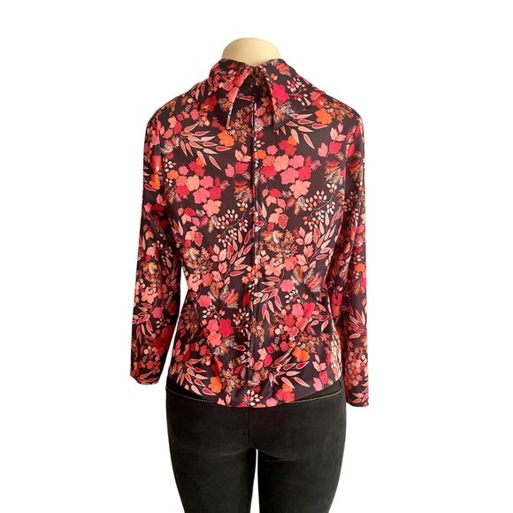 Vintage 1970s Blouse by Martha Manning Women Top Brown Red Orange size M 70s. - Picture 7 of 10